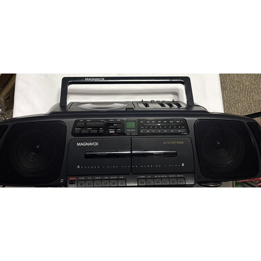 Magnavox AZ8390 CD Cassette Boombox AM FM Dual Tape Auto Reverse Fully Tested